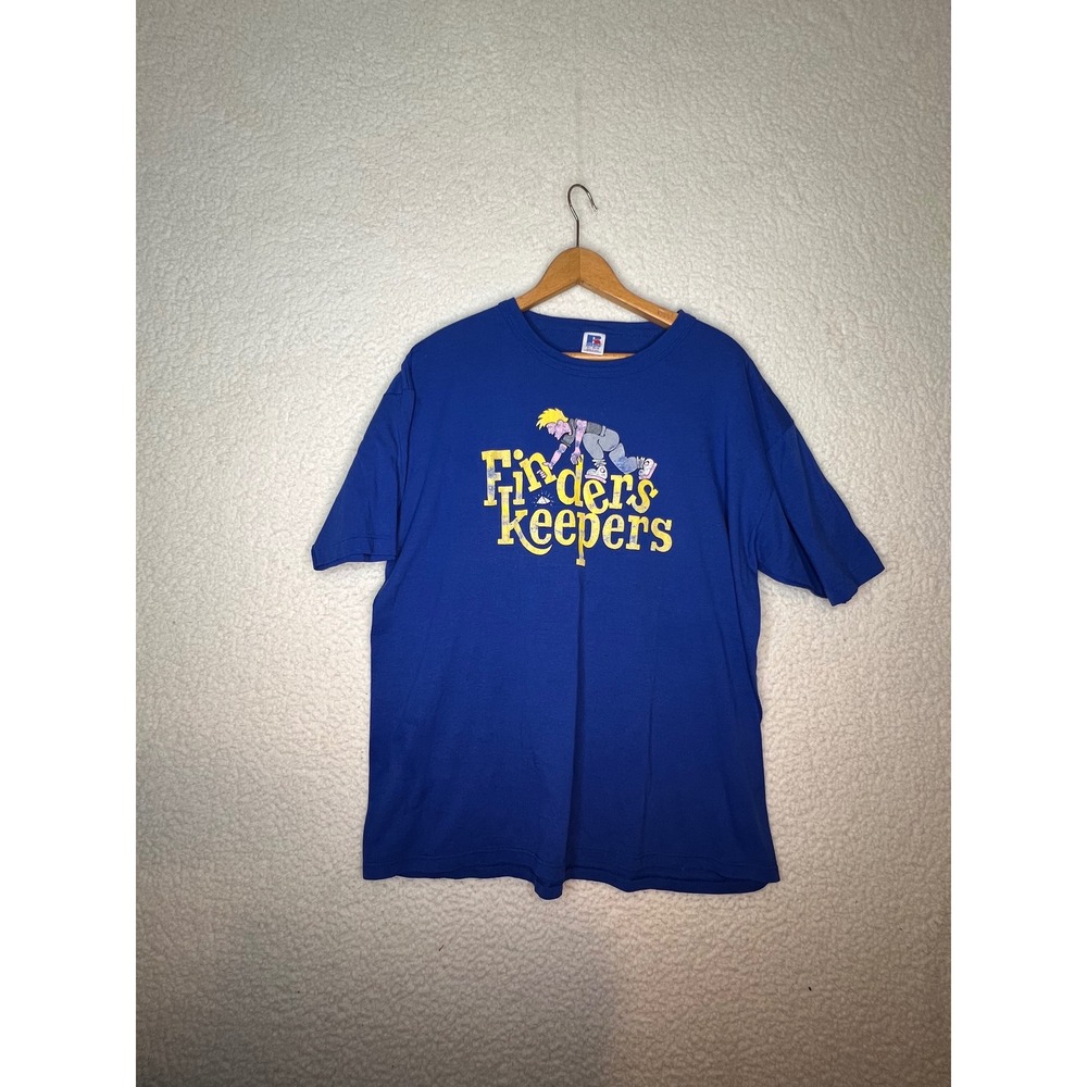 Vintage Russell Athletic Finders Keepers Graphic T-Shirt Blue XL Made in USA